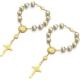thumbnail image 1 of 2 pieces car rearview mirror rosary, rearview mirror hanging decoration, car rearview mirror rosary pendant, car interior hanging accessories (gold), 1 of 4