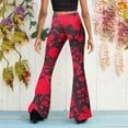 thumbnail image 6 of HAXMNOU Women Tie-Dyed High Waist Flare Wide Leg Chic Trousers Bell Bottom Yoga Pants Flare Leggings Flare Jeans For Pockets Red XL, 6 of 6