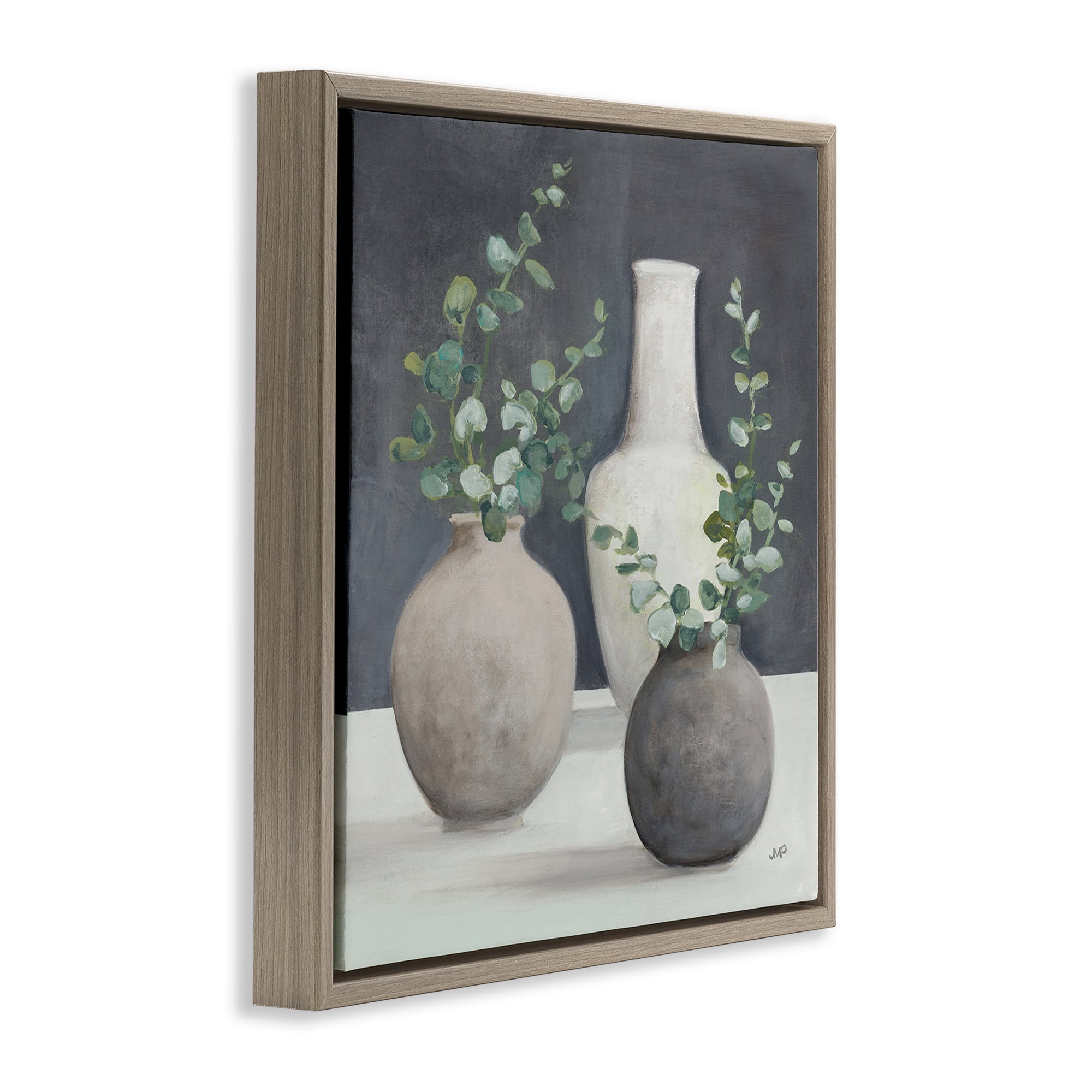 Stupell Industries Fresh Floral Vessels Plants & Flowers Painting Brown Floater Framed Canvas Art Print Wall Art, 18 x 18