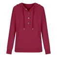 thumbnail image 5 of Womens 2026 Hooded Button Collar Drawstring Hoodies Pullover Sweatshirts Casual Long Sleeve Tops Loose Shirts, 5 of 6