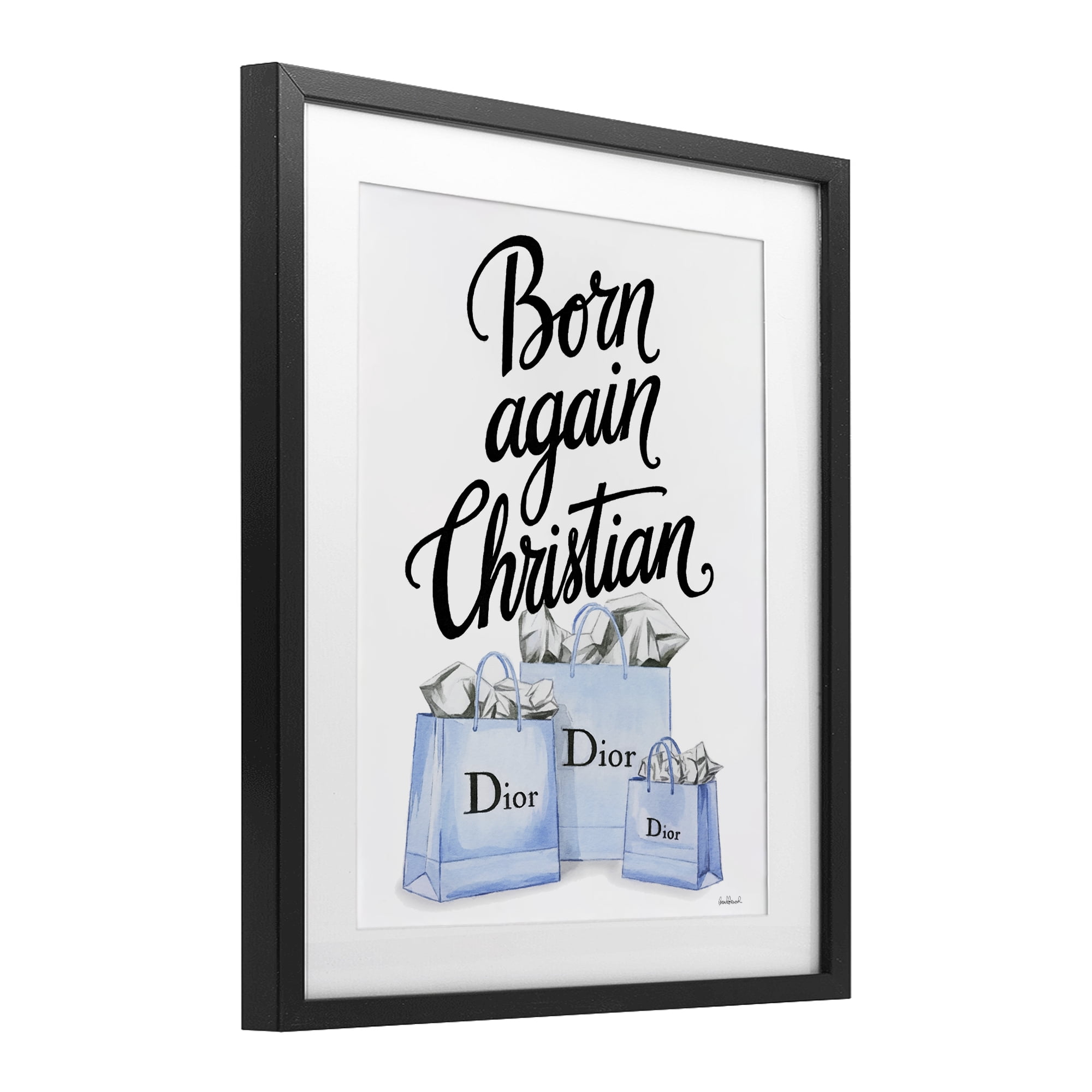 Glam Bags Born Again Christian Black Framed Print Under Glass, design by Amanda Greenwood