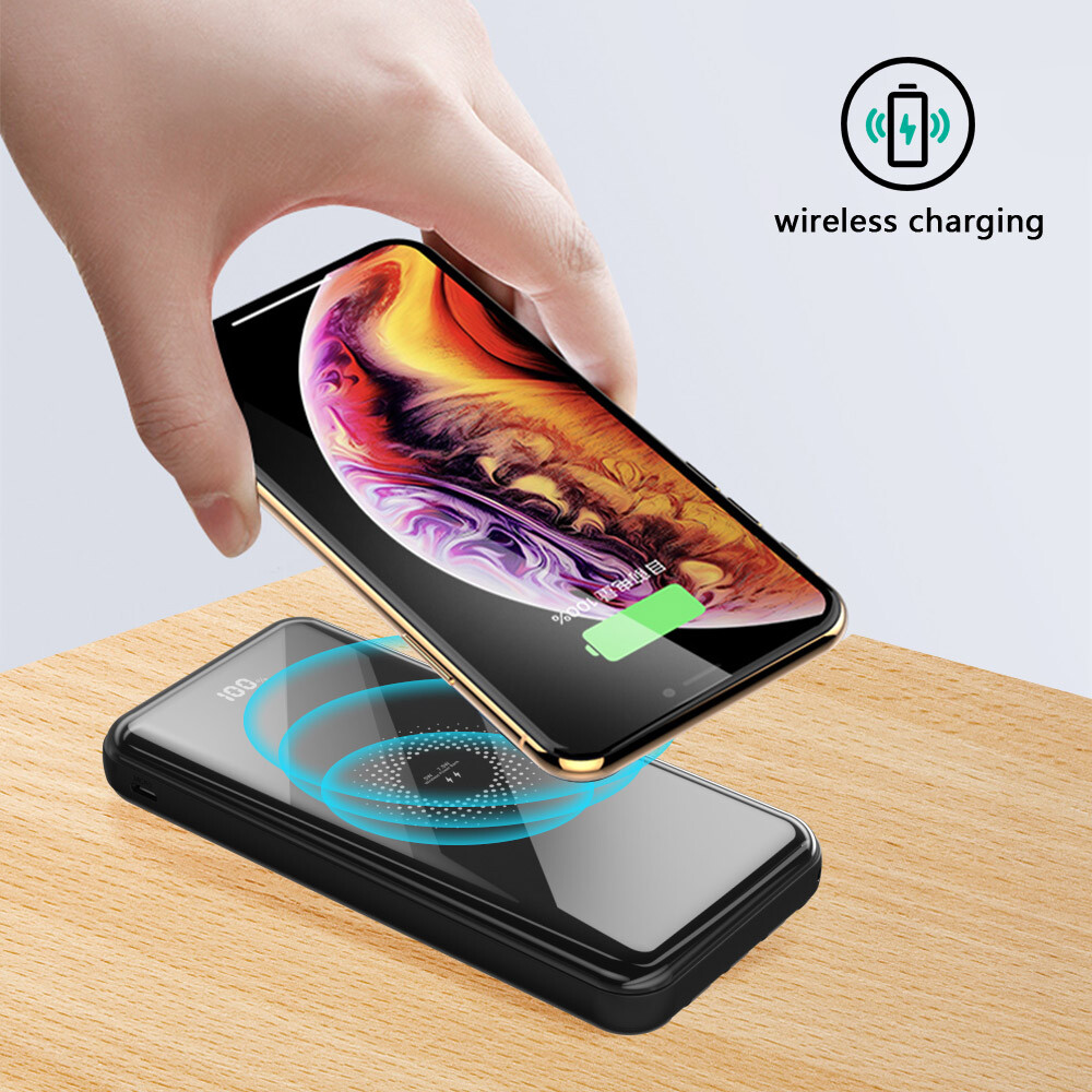 4 USB Power Bank, Ultra High Capacity Wireless Power Bank Fast Charging External Battery with Battery LCD Display