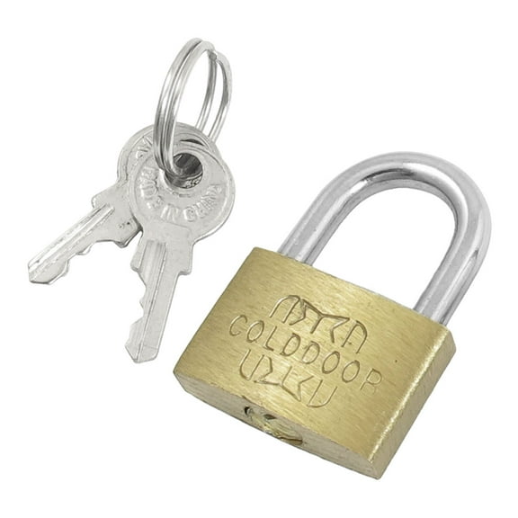 2pcs Cabinet Jewlery Box Lock Packsack Brass 20mm Width Padlock with key Gold Tone