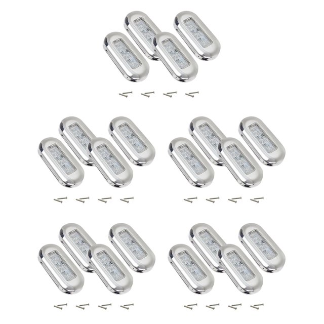 20 Piezas LáMpara de SeñAl Marina para de 12 V Luces de CortesíA LED Impermeables Grandes de Cubierta de Escalera