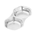 thumbnail image 2 of Stainless Steel Sauce Dish, Divided Dipping Plates, Divided Seasoning Sauce Dip Bowl, 2 Compartment Sauce Vinegar Seasoning Dishes, Vinegar Soy Spice Condiment Tray 6.2" x 3.3" x 0.8", 2 of 8