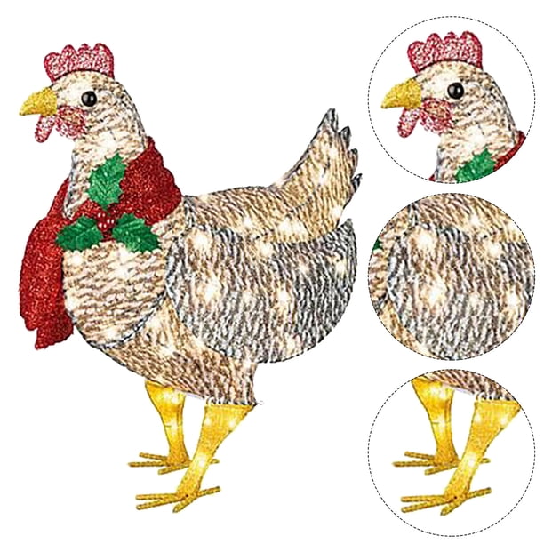 Tmvgtek Pollo Iluminado Con Bufanda - Adorno Navideño Led Para Jardín Y Patio (S) Tmvgtek Para estrenar
