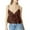 Brown, variant on French Style Elegant Pleated V Neck Sleeveless Blouse Top For Women Casual Wear