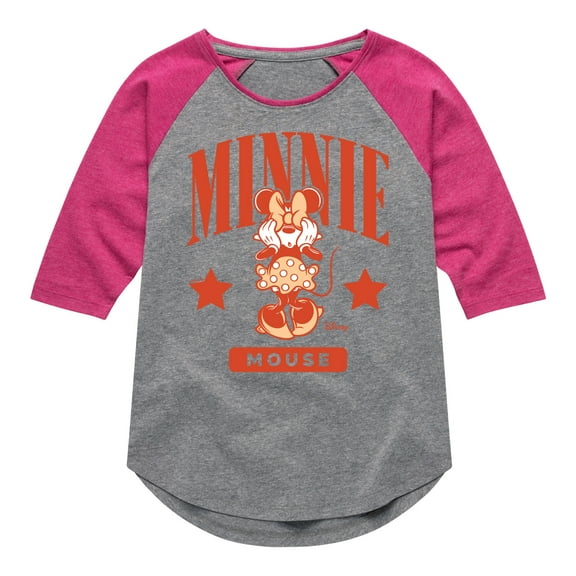 Disney - Minnie Mouse Collegiate - Toddler & Youth Girls Raglan Graphic T-Shirt