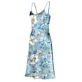 thumbnail image 4 of Maqroz Boho Dresses for Women Plus Size 2026 Casual A Line Spaghetti Strap V Neck Maxi Sundress Side Split Silk Floral Graphic Dresses Beach Vacation Clothes Multicolor L, 4 of 8