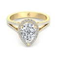 thumbnail image 2 of Guava - Moissanite Pear Shape Lab Diamond Halo Engagement Ring With PavÃ© Double Band, 2 of 4