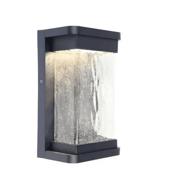 1-Light Black Integrated LED Outdoor Wall Lantern Sconce