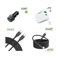 For T-Mobile REVVL 8 TMRV085G 48W Car Charger Plus 20W Wall Charger with 2X C to C USB Cable Combo