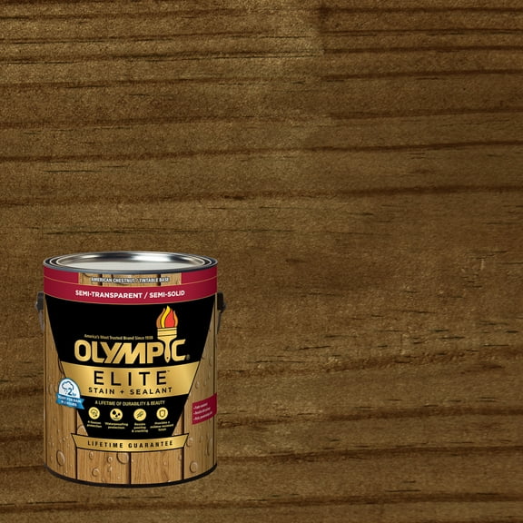 Olympic Elite 1 Gallon ST-2002 Black Walnut Semi-Transparent Exterior Stain and Sealer in One Low VOC
