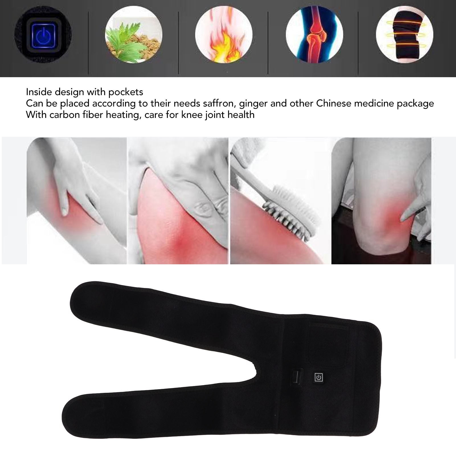 Heated Knee Brace, 2Pcs Cordless Heated Knee Warp Rechargeable Knee Brace Warmer with 3 Heating Levels Heated Knee Pad for Shoulder Elbow Knee