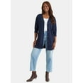 thumbnail image 2 of Time and Tru Women’s Longline Button Front Cardigan Sweater, Lightweight, Sizes XS-XXXL, 2 of 5