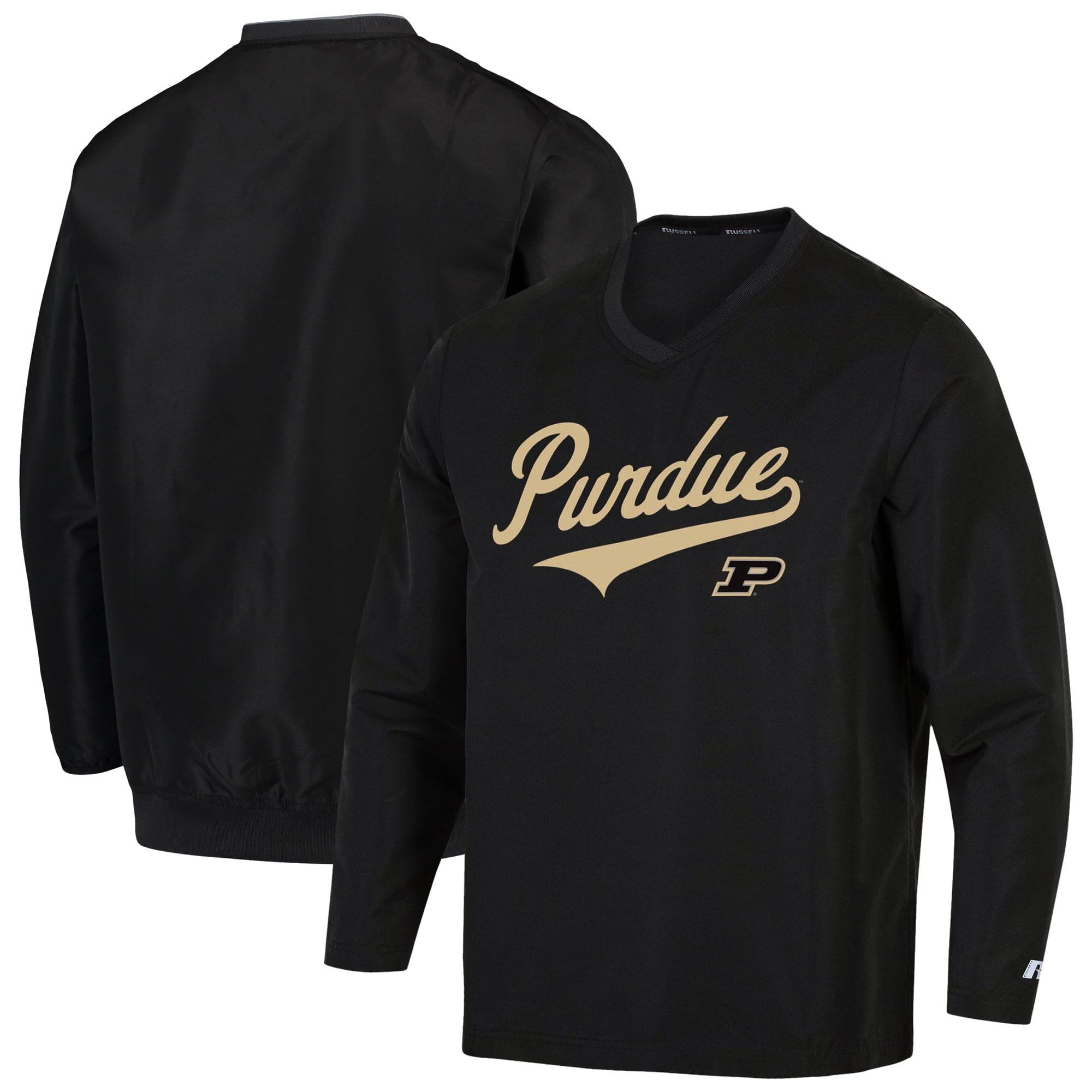 Men's Russell Athletic Black Purdue Boilermakers Coaches Pullover V