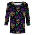 thumbnail image 5 of PFRNLF Mardi Gras Clothing Women,Fashion Women's Casual Printed Round Neck 3/4 Sleeve T-shirt Fashionable Blouse Tops, 5 of 5