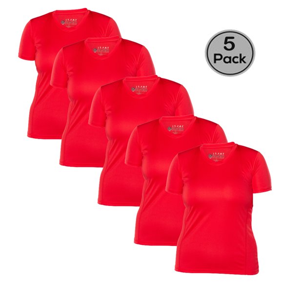 5 Senses Lot de 5 T-Shirts pour Femmes, Tissu de Performance à Séchage Rapide, 100 % Polyester