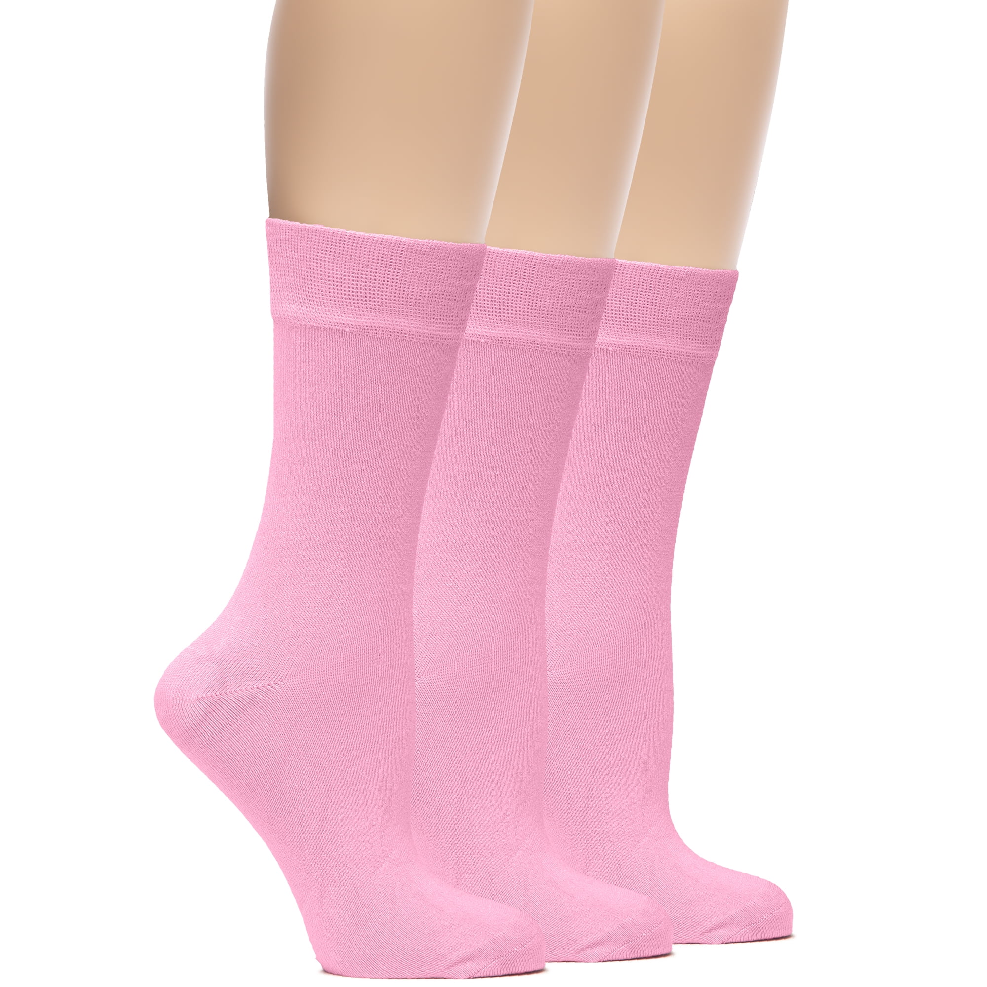 Hugh Ugoli Womens Soft Bamboo Dress Socks for Business, 3 Pairs, Pink, Shoe Size 69