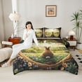 thumbnail image 4 of Castle Fairy Child Teenagers Cartoon Animal Rabbit Bedding Comforter Set 2pcs,Spring Garden Flowers Butterfly Twin Comforter Sets Microfiber,Rustic Cottage Cabin Breathable Bedding Set, 4 of 8
