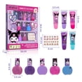 thumbnail image 2 of Maquillaje Infantil KUROMI para Niñas, Set de Cosméticos con 5 Brillos Labiales, 5 Esmaltes Desprendibles, Calcomanías para Uñas, Sabor Frutal, Ideal como Regalo Seguro y Lavable, 2 of 7