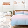 thumbnail image 6 of 3 Piece Pink Blue Ombre Duvet Cover Set California King,Microfiber Comforter/Quilt Cover with Corner Ties and 2 Pillowcases,Pink Gradient Color Modern Abstract Art Soft Bedding with Zipper Closure, 6 of 8