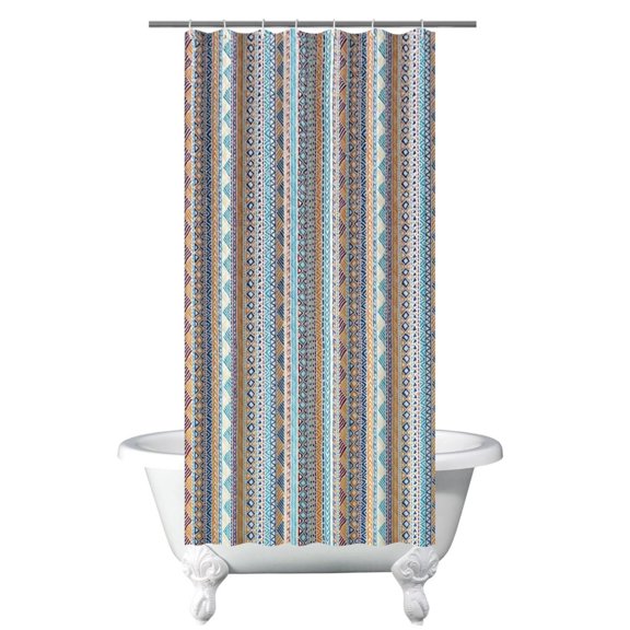 Small Stall Narrow Shower Curtain 36"W x 72"L – Tropical Bohemian Leaves, Mid-Century Abstract Boho Botanical Bathroom Decor, Vintage Floral Palm Leaf Pattern, Rustic Tribal Folk Style