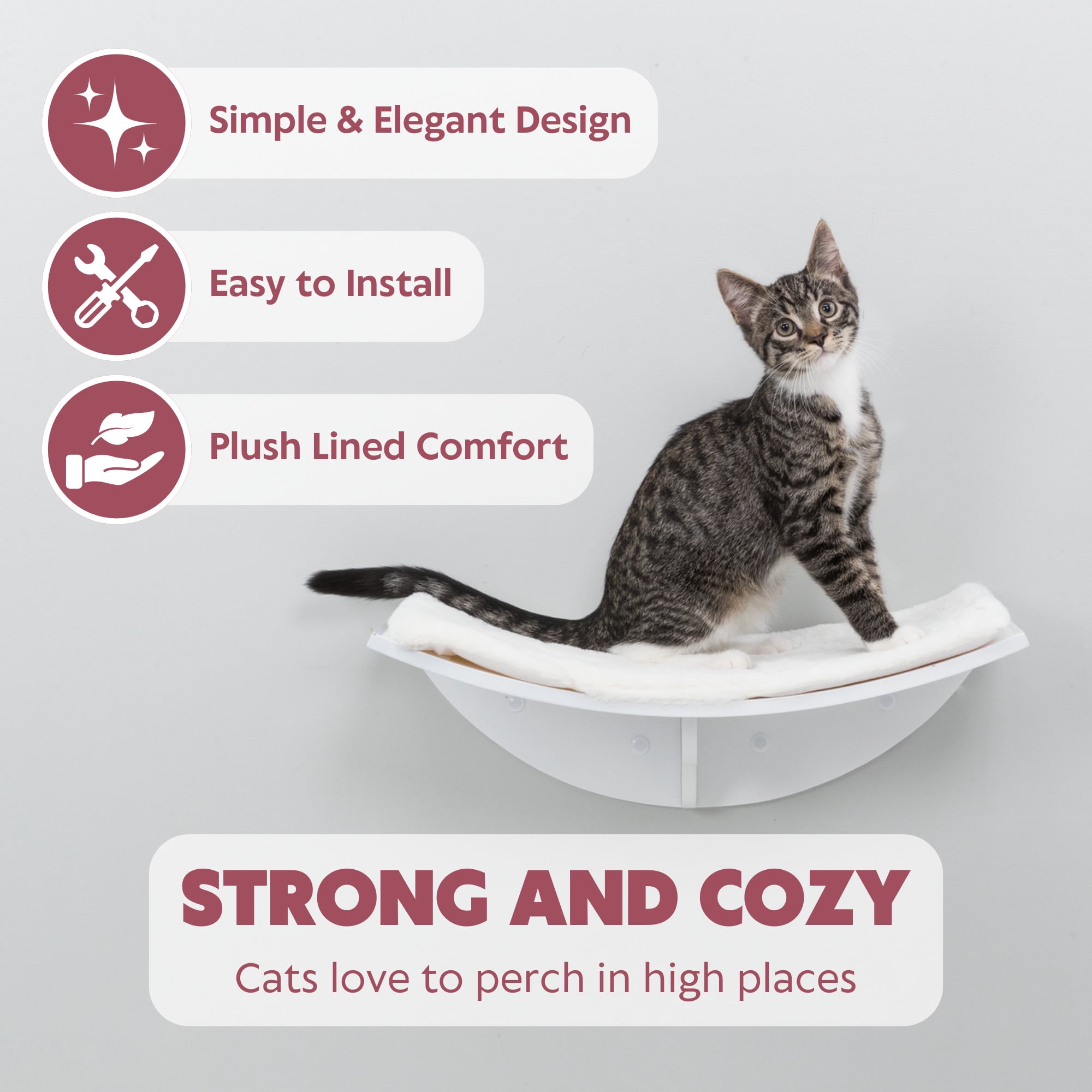 TRIXIE Lea Space Saving Wall Mounted Cat Perch with Soft Cushion, White
