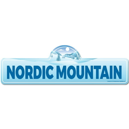 Nordic Mountain Street Sign | Indoor/Outdoor | Skiing, Skier, Snowboarder, Décor for Ski Lodge, Cabin, Mountian House | SignMission personalized