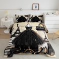 thumbnail image 2 of Fashion Dress Bedding Fashion Girly Black Dress Comforter Set Eiffel Tower Paris Style Bedding Comforter Sets Romantic Makeup Themed Duvet Insert Women Perfume Print Quilt, 2 of 6
