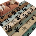 thumbnail image 2 of Dog Paws Printed Area Rugs 8x10 for Living Room, Vintage Teal Brown Wooden Farmhouse Non Slip Washable Rug Runner, Low Pile Indoor Floor Carpet Mat Bathroom Rugs for Bedroom, Kids Room, 2 of 9