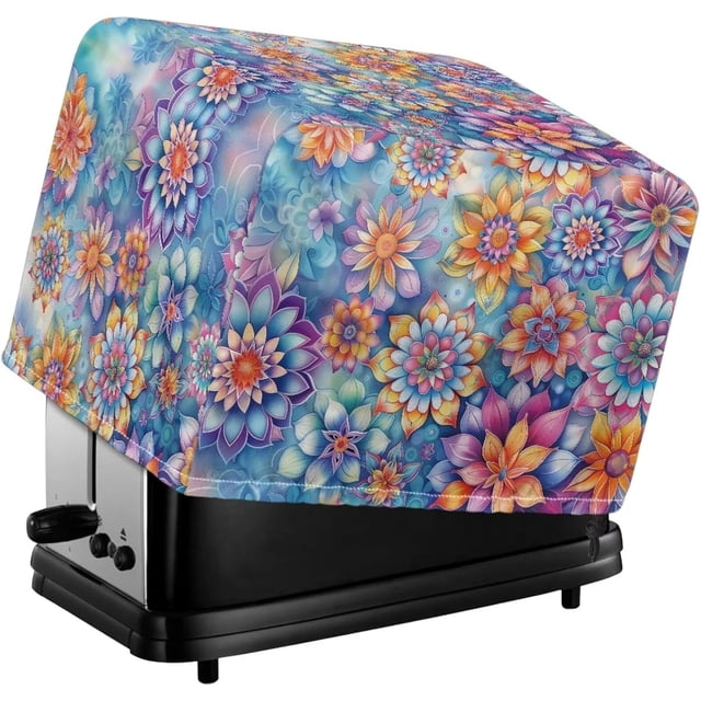 Housse de Grille-Pain 2 Tranches Colorée Boho Fleur Housse Anti-Poussière pour Femmes Protection Anti-Poussière Petit Appareil de Cuisine Housse Anti-Poussière Machine à Pain