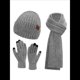 thumbnail image 1 of Conjunto de 3 Piezas de Gorro, Bufanda y Guantes de Punto Universales de Invierno para Adultos, Mujeres y Hombres. Gris Talla Única, 1 of 7