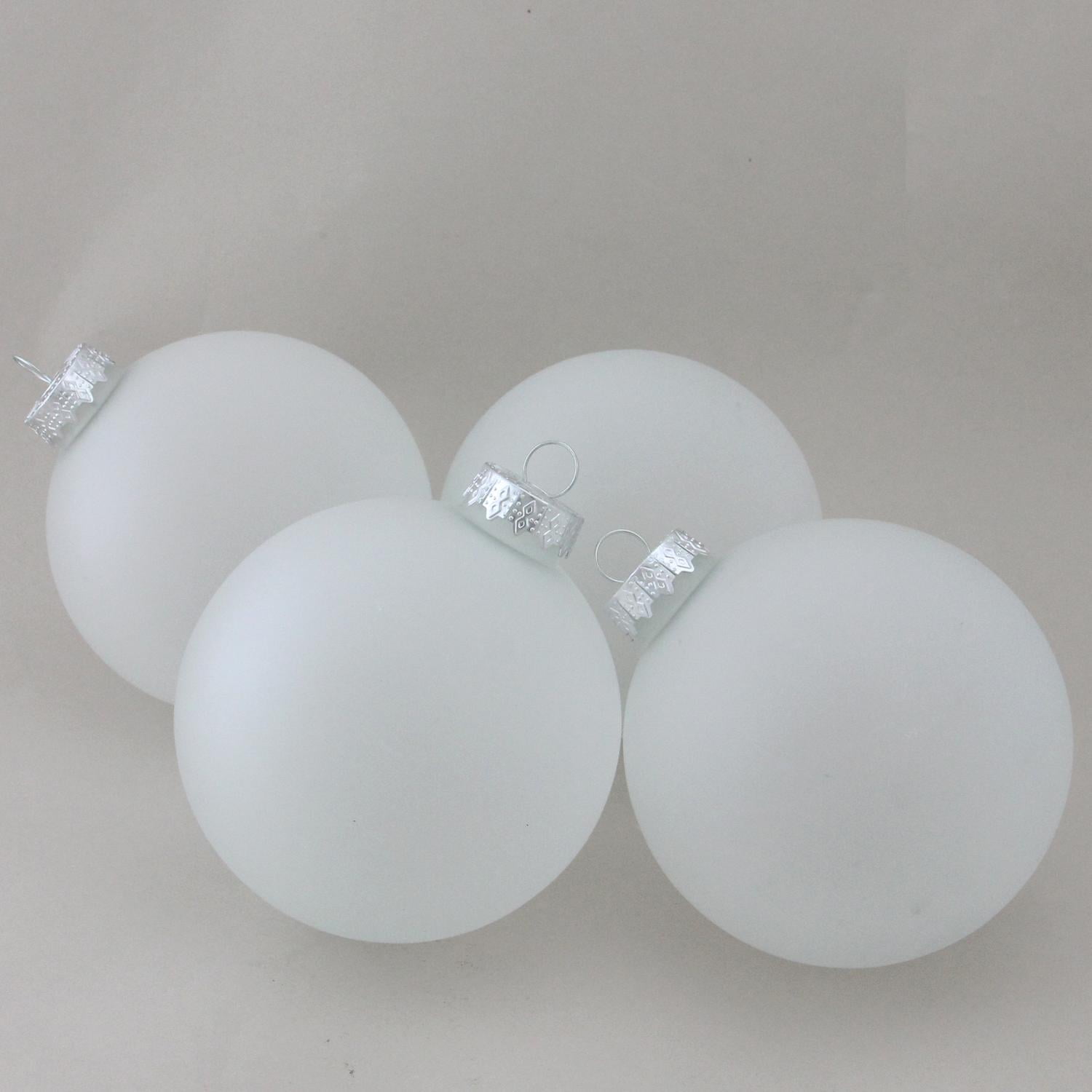 4ct Clear Frosted Matte Christmas Glass Ball Ornaments 4" (100mm