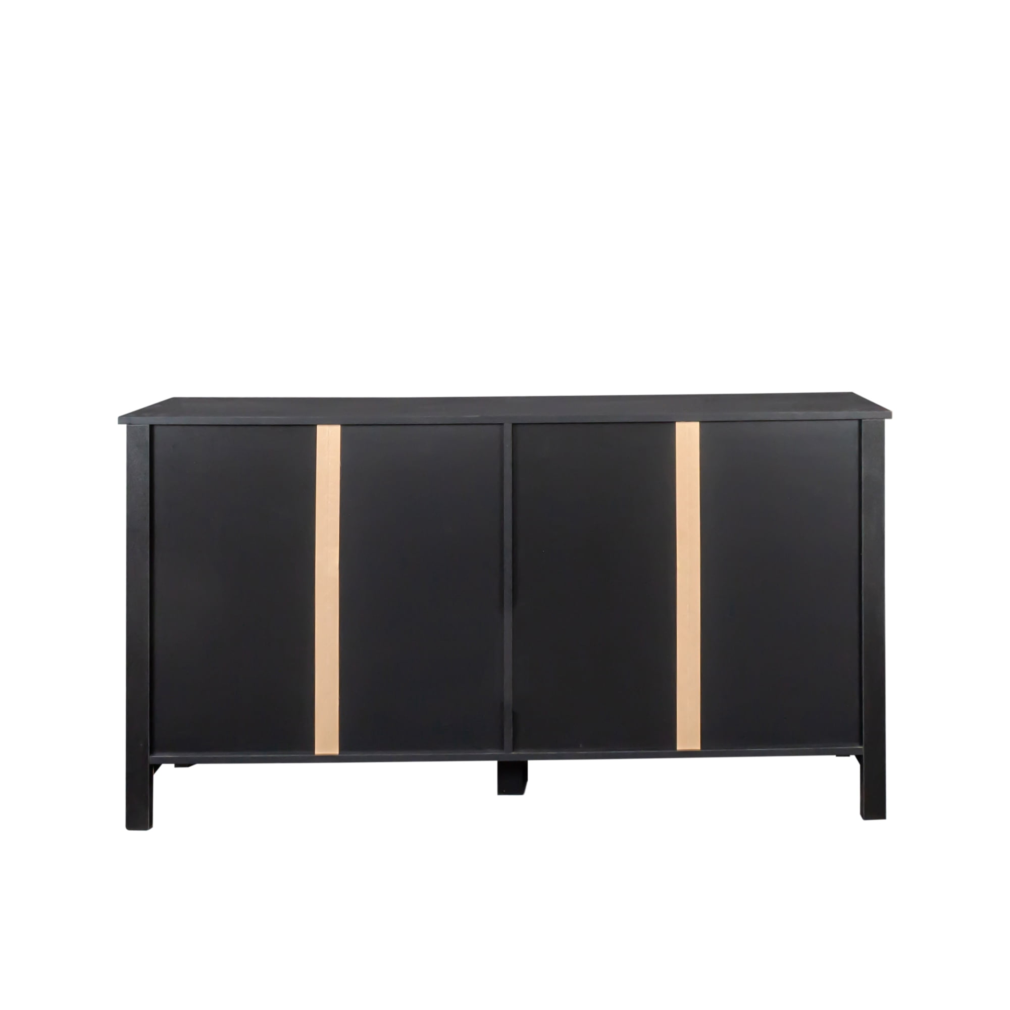 DEALTOPS Modern Storage Cabinet in Vintage Style with Large Storage Space and 4 Doors for Living Room - Black