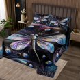 thumbnail image 2 of Erosebridal Wild Dragonfly Coverlet Set Queen, Abstract Purple Marble Bedding Set, Microfiber 3 Pieces, 2 of 5