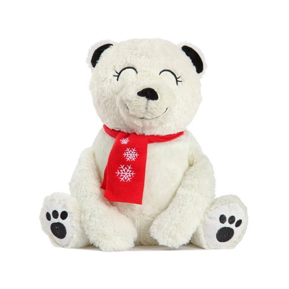 MeMoi Cozy Buddies Stuffed Bear with Matching Polka Dot Sock, One Size, White