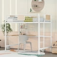 thumbnail image 3 of Aukfa Metal Twin Loft Bed with L Shape Desk and Shelve for Kids Teens Dorm Bedroom, White, 3 of 9