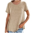 thumbnail image 2 of Pntutb Moda Mujer Camiseta de manga corta suelta Cuello redondo Color sólido tops Pntutb Pntutb-3996, 2 of 3