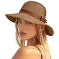 thumbnail image 2 of Helii Womens UPF 50+ Wide Brim Straw Sun Hat, Packable Foldable Beach Hat, 7cm Brim UV Protection Hat, Adjustable Travel Hat for Vacation Garden Khaki,One Size, 2 of 5
