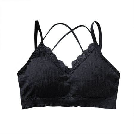 

YDKZYMD Womens V Neck Criss Cross Workout Crop Top Sports Bra Strappy Cotton Sexy Sports Bras