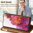 thumbnail image 3 of Wallet Case for Samsung Galaxy S20 FE 5G, Vintage Premium PU Leather Cover Flip Case with Card Slots Magnetic Closure Zipper Pocket Kickstand Handbag with Hand Strap - Diamond Brown, 3 of 16