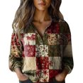 thumbnail image 1 of Womens Button V Neck Long Sleeve Shirts Oversized Blouses Tops Cotton Classic Collared Casual Lightweight Blouses, 1 of 2