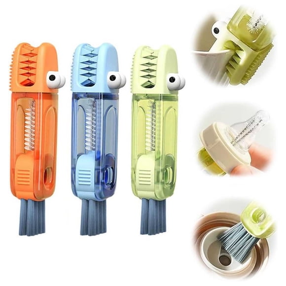 PRETXORVE 3 In 1 Cup Lid Crevice Cleaning Brush Multifunctional Bottle Cup Lid Detail Brush Straw Cleaning Tool Portable Cup Lid Cleaning Brush Household Kitche 3pc