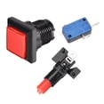 thumbnail image 3 of Juego de botón pulsador 34x34 cuadrado interruptor iluminado LED de 12V con microinterruptor para juegos de video de arcade rojo, 5 piezas, 3 of 5