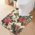 thumbnail image 2 of Yayeee Bath Rugs for Bathroom Floor Set of 2 Non Slip Fluffy Soft Absorbent Mat, Red Christmas Poinsettia, 2 of 7