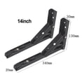 thumbnail image 1 of SPRING 2PCS Triangle Folding Angle Bracket With Matching Screws 60KG Heavy Support Wall Mounted Adjustable Bench Table Shelves black 14in, 1 of 9