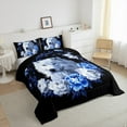 thumbnail image 3 of Feelyou Rustic White Wolf Full Size Comforter Sets, Romantic Blue Flower Bedding Comforter Set, Happy Valentines Day Reversible Bedding Sets, Ultra Soft Bedroom Decor, 3 Pieces, 3 of 8