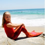 Sun Tail Mermaid Tiger Queen Tail Skin, Size Child Large (Monofin not included.)