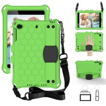 Dteck Kids Case For iPad mini 1 2 3 4 5 7.9 inch, Light Weight Shockproof Handle Kickstand Protective Cover With Shoulder Strap, Green/Black